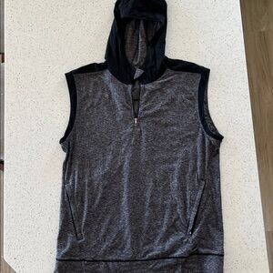 Lululemon Sleeveless Hooded Athletic Pullover Vest in Charcoal and Black